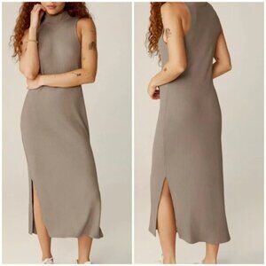 New Beyond Yoga Well Traveled Mockneck Sleeveless Birch Midi Dress Large NWT